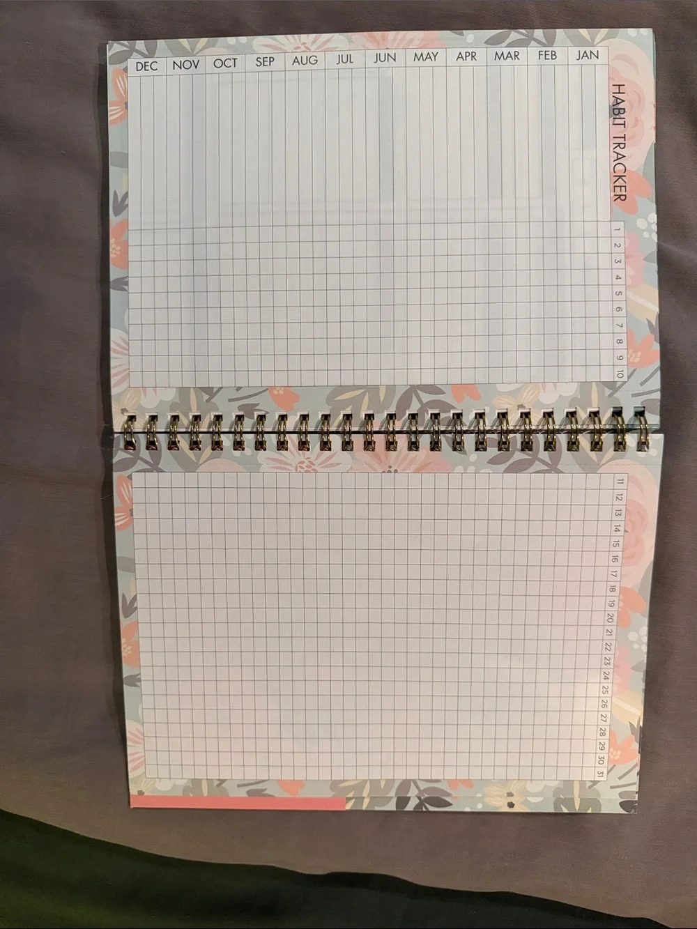 Floral Spiral Notebook - Teal with Pink Flower Design